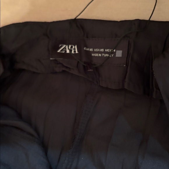 Zara wrinkle satin effect high waist super wide leg black pants sz.XS - Picture 14 of 15